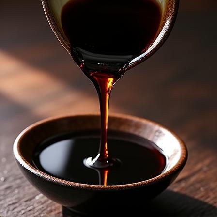 光沢のある黒い液体が入った醤油差し